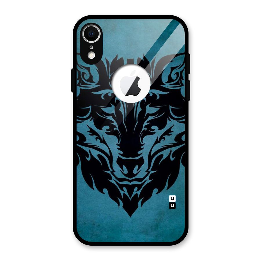 Black Artistic Wolf Glass Back Case for iPhone XR Logo Cut