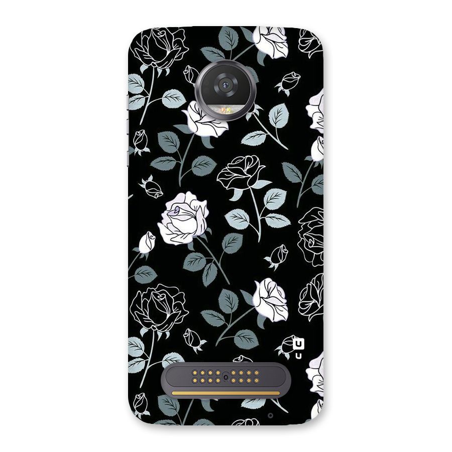 Black Artsy Bloom Back Case for Moto Z2 Play