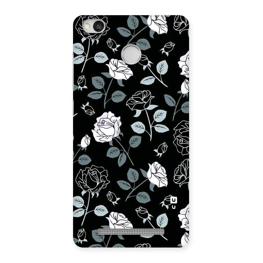 Black Artsy Bloom Back Case for Redmi 3S Prime