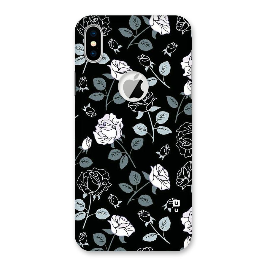 Black Artsy Bloom Back Case for iPhone X Logo Cut