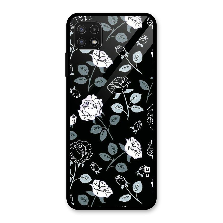 Black Artsy Bloom Glass Back Case for Galaxy A22 5G