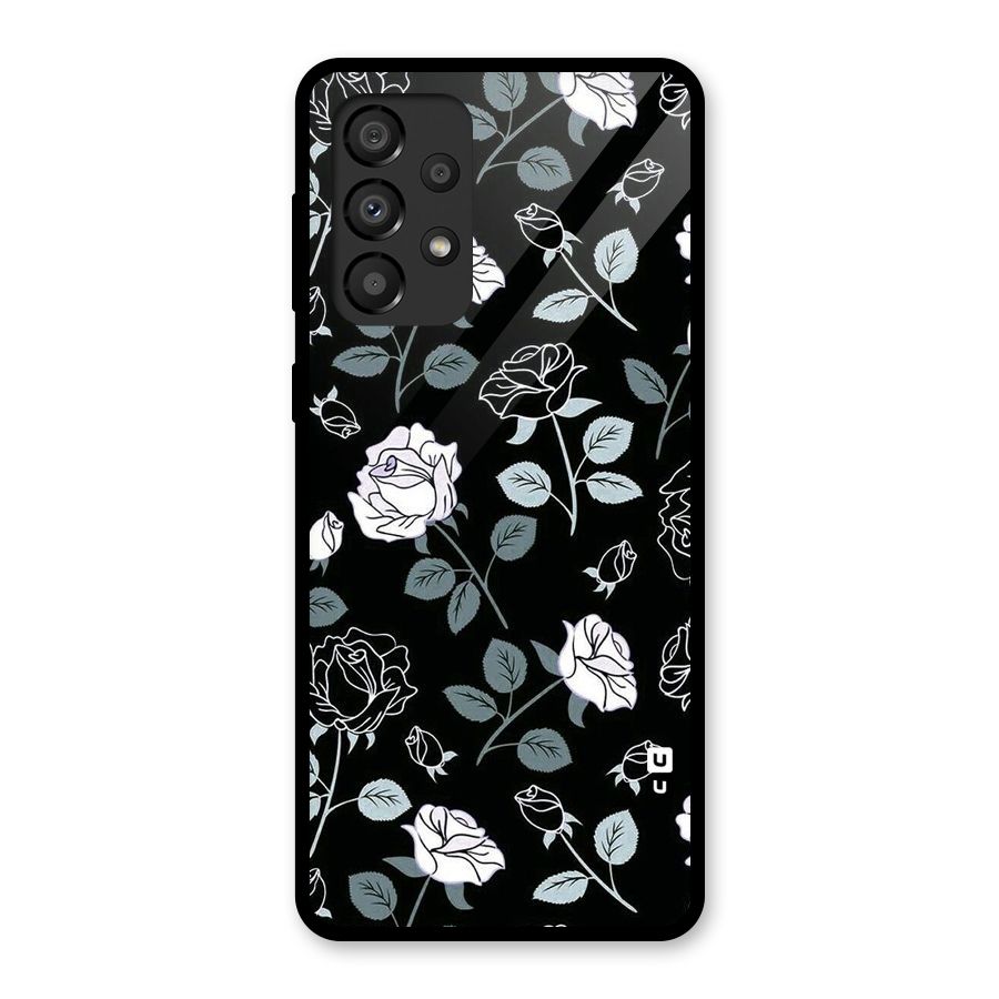 Black Artsy Bloom Glass Back Case for Galaxy A33 5G