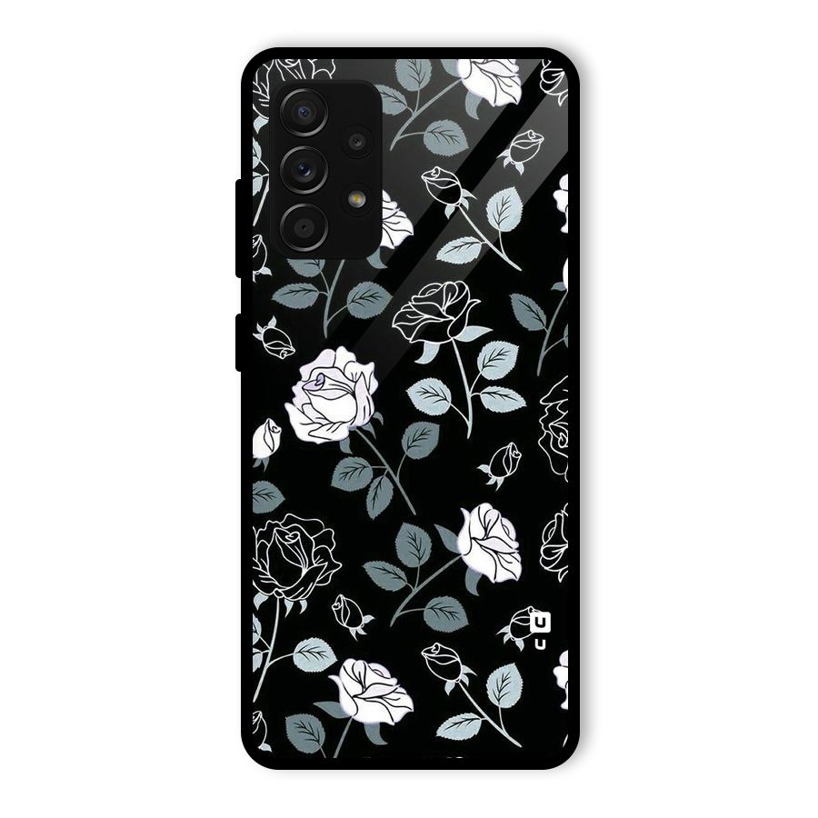 Black Artsy Bloom Glass Back Case for Galaxy A53 5G