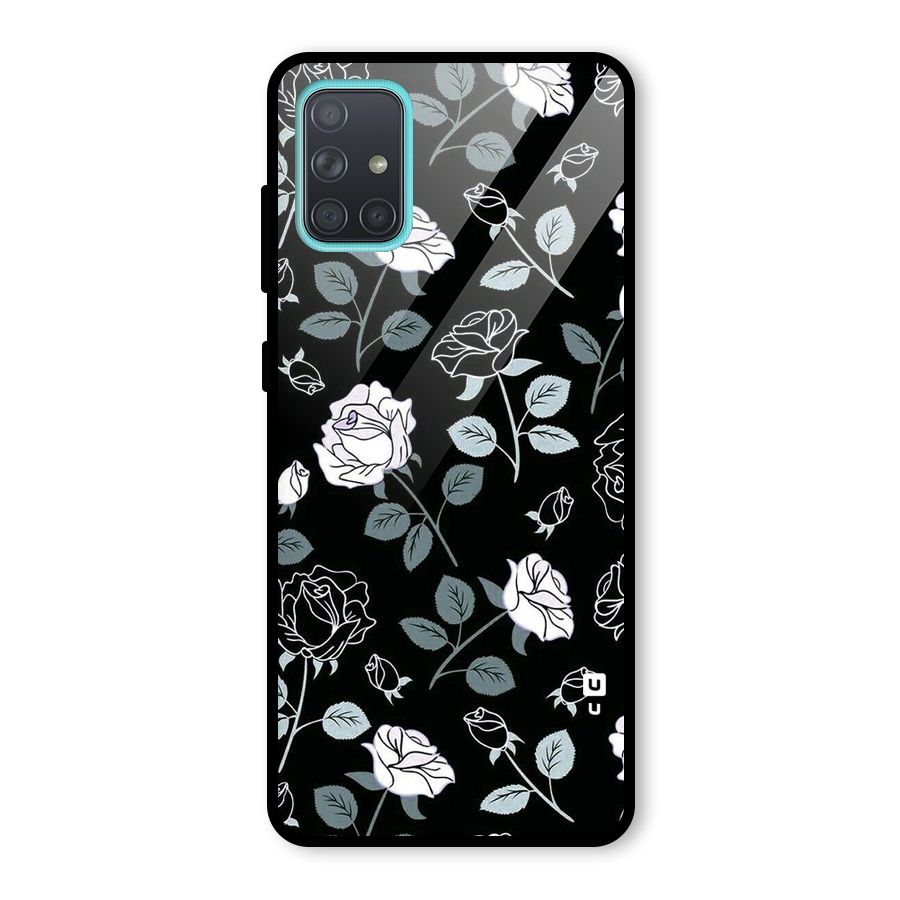 Black Artsy Bloom Glass Back Case for Galaxy A71