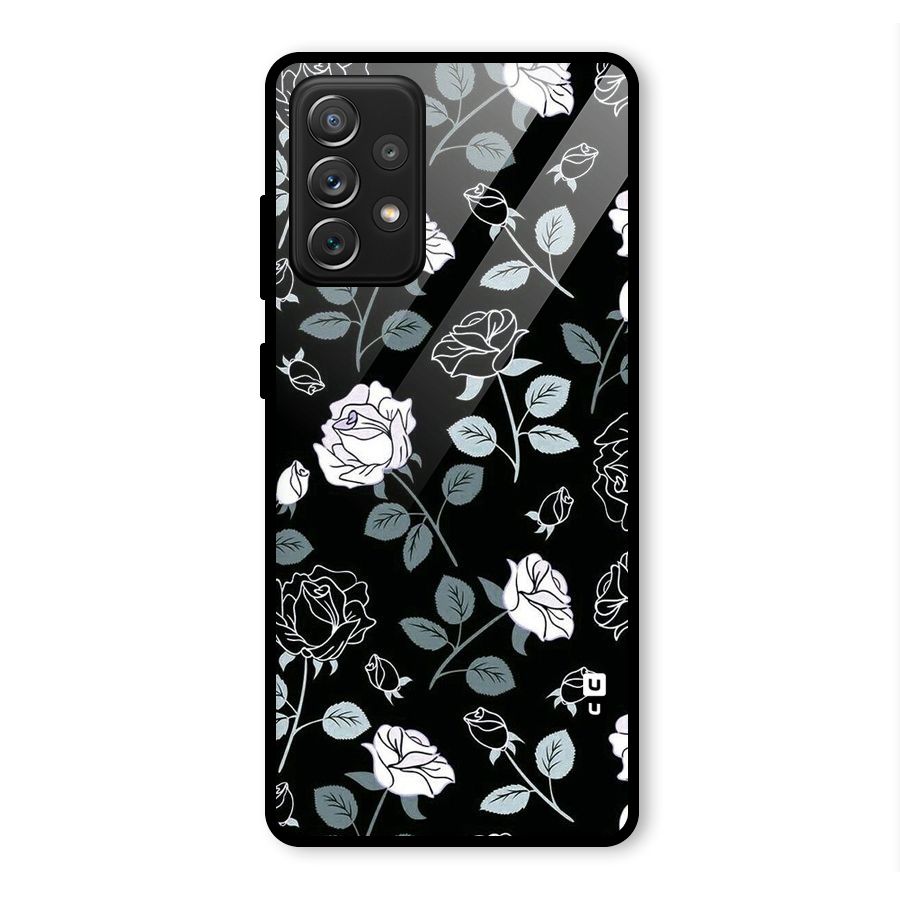 Black Artsy Bloom Glass Back Case for Galaxy A72