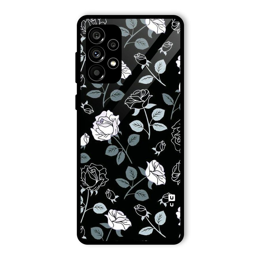 Black Artsy Bloom Glass Back Case for Galaxy A73 5G