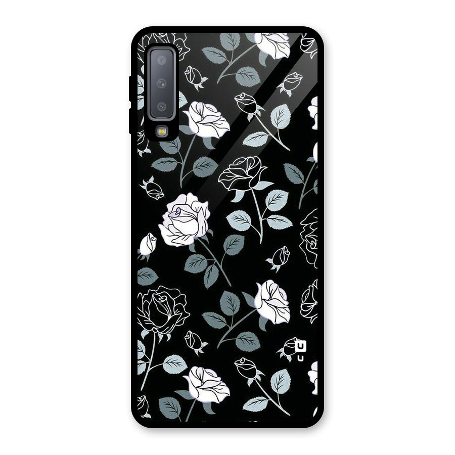 Black Artsy Bloom Glass Back Case for Galaxy A7 (2018)