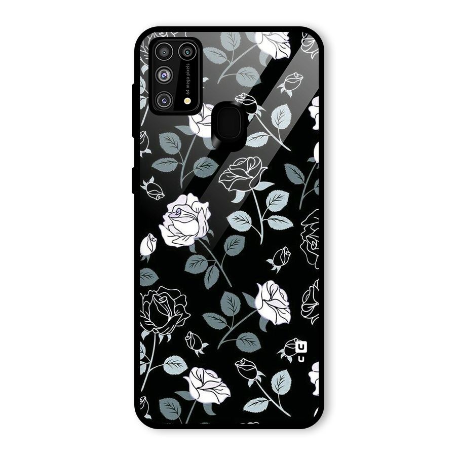 Black Artsy Bloom Glass Back Case for Galaxy F41