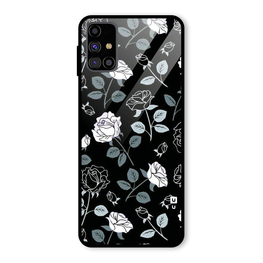 Black Artsy Bloom Glass Back Case for Galaxy M31s