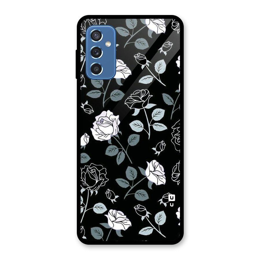 Black Artsy Bloom Glass Back Case for Galaxy M52 5G