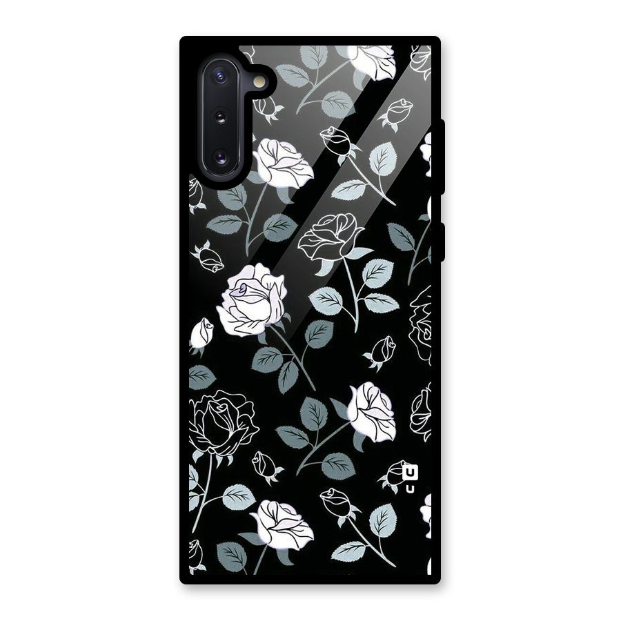 Black Artsy Bloom Glass Back Case for Galaxy Note 10