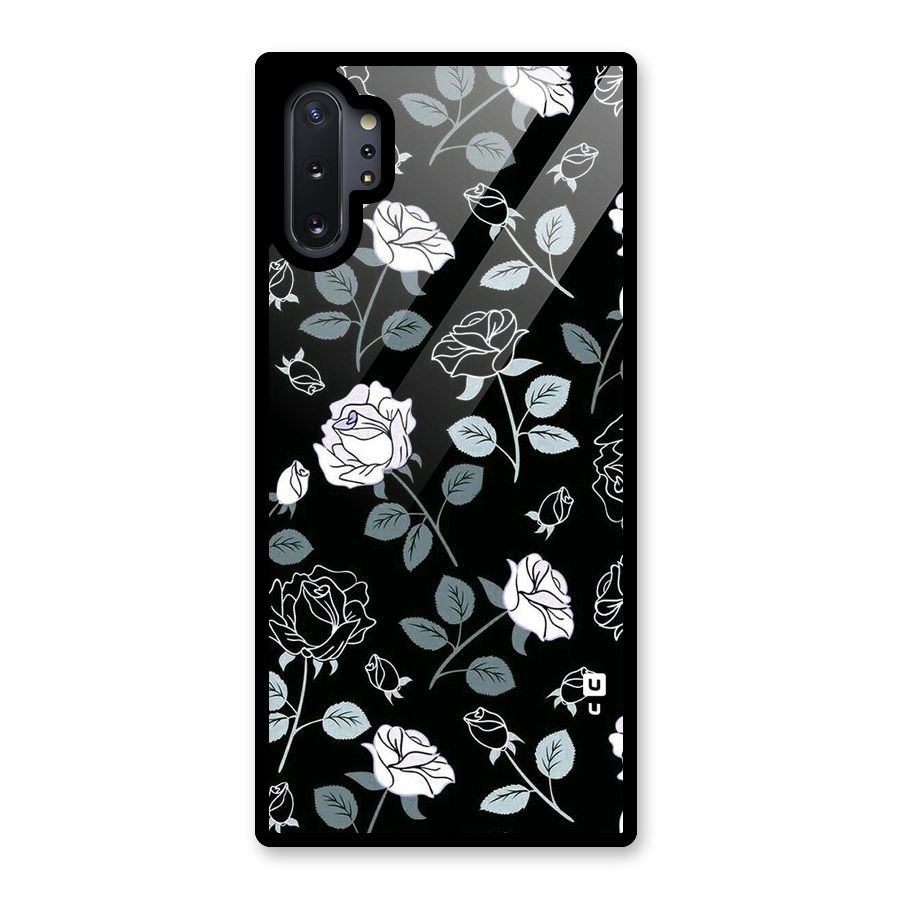Black Artsy Bloom Glass Back Case for Galaxy Note 10 Plus