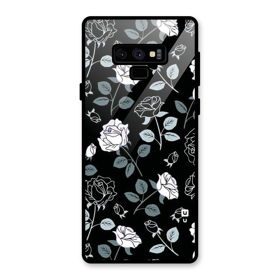 Black Artsy Bloom Glass Back Case for Galaxy Note 9