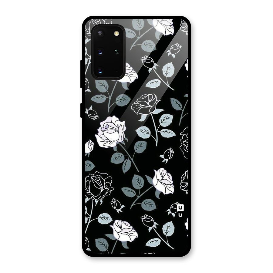 Black Artsy Bloom Glass Back Case for Galaxy S20 Plus