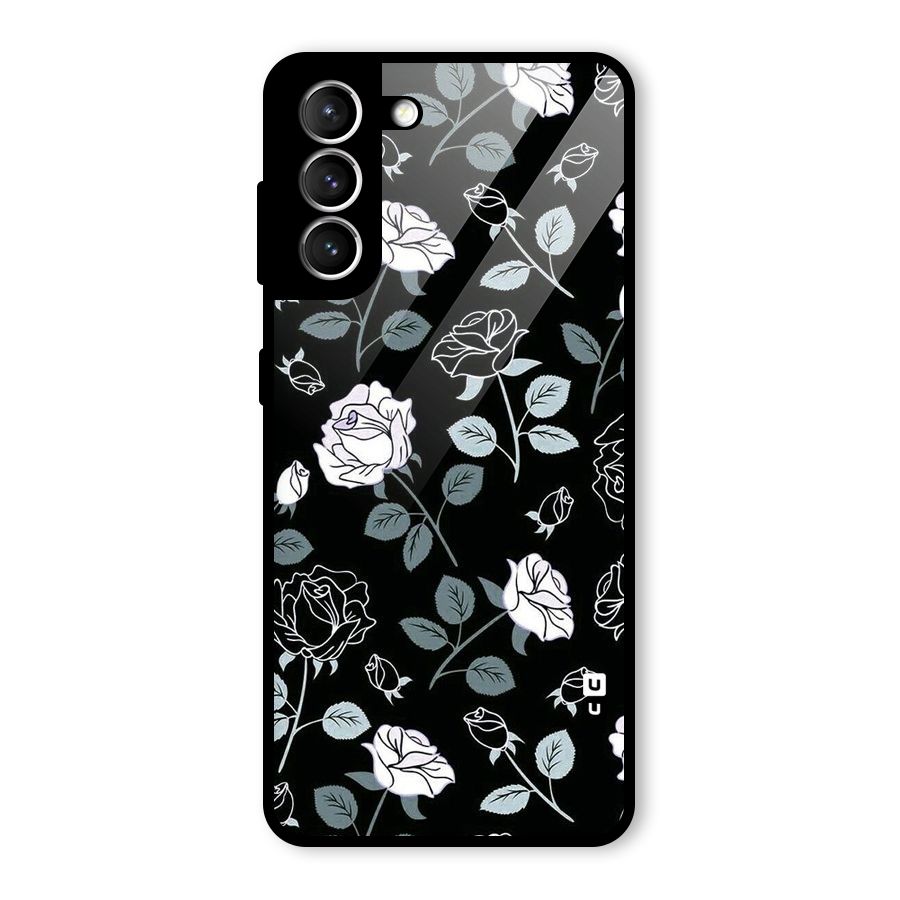 Black Artsy Bloom Glass Back Case for Galaxy S21 5G