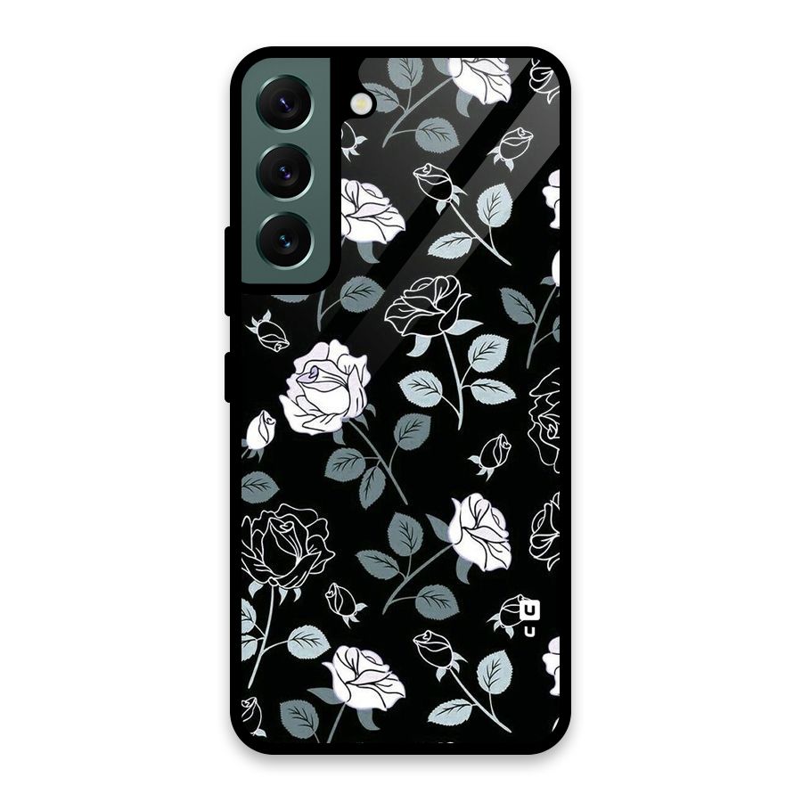 Black Artsy Bloom Glass Back Case for Galaxy S22 5G