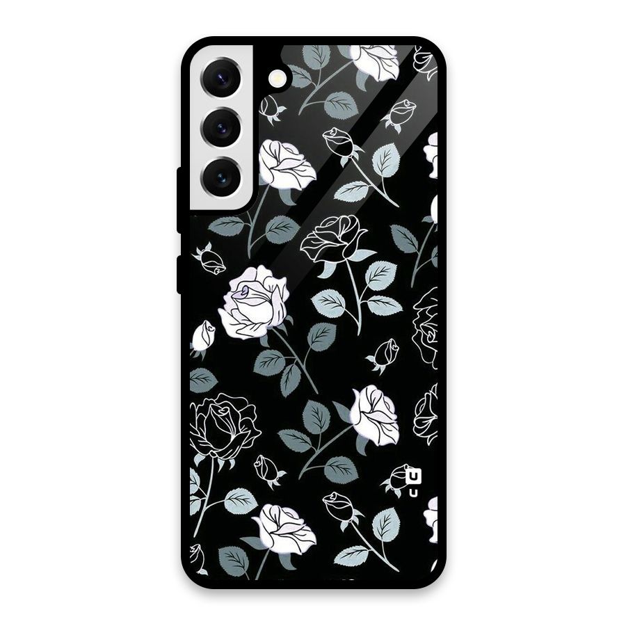 Black Artsy Bloom Glass Back Case for Galaxy S22 Plus 5G