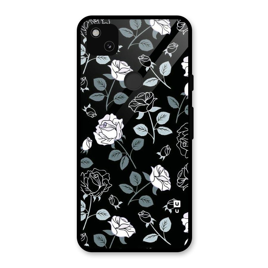Black Artsy Bloom Glass Back Case for Google Pixel 4a