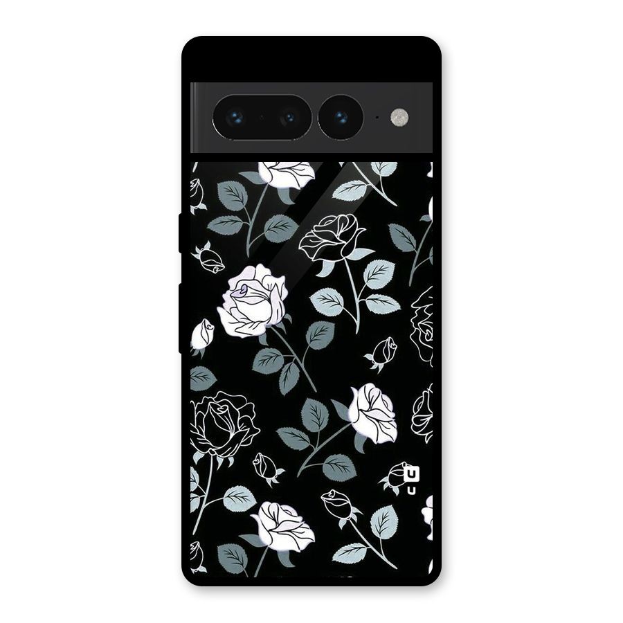 Black Artsy Bloom Glass Back Case for Google Pixel 7 Pro