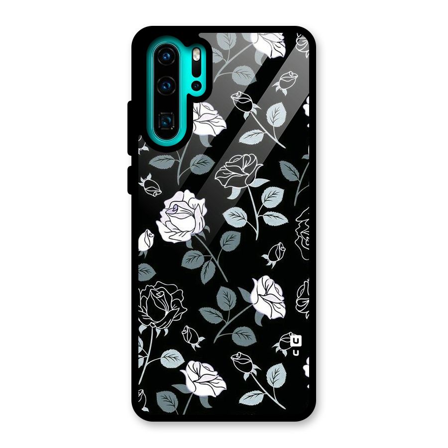 Black Artsy Bloom Glass Back Case for Huawei P30 Pro