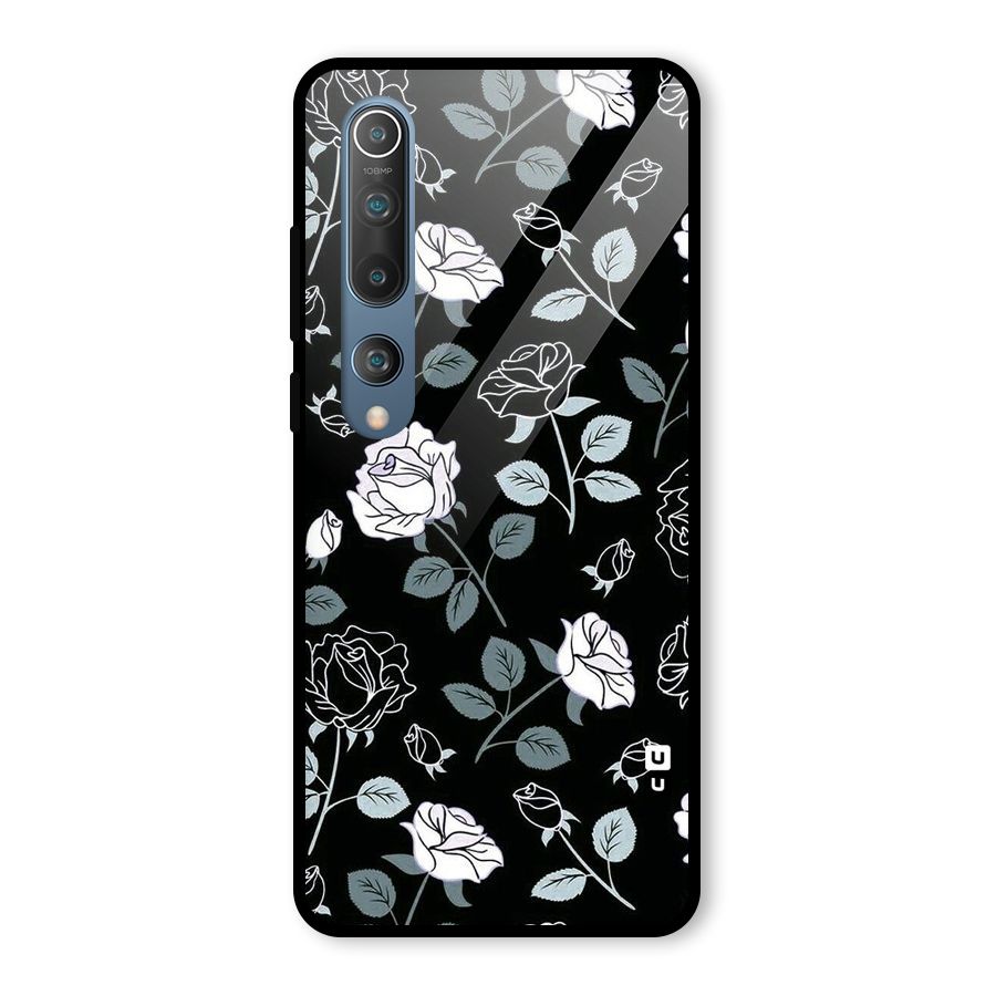 Black Artsy Bloom Glass Back Case for Mi 10