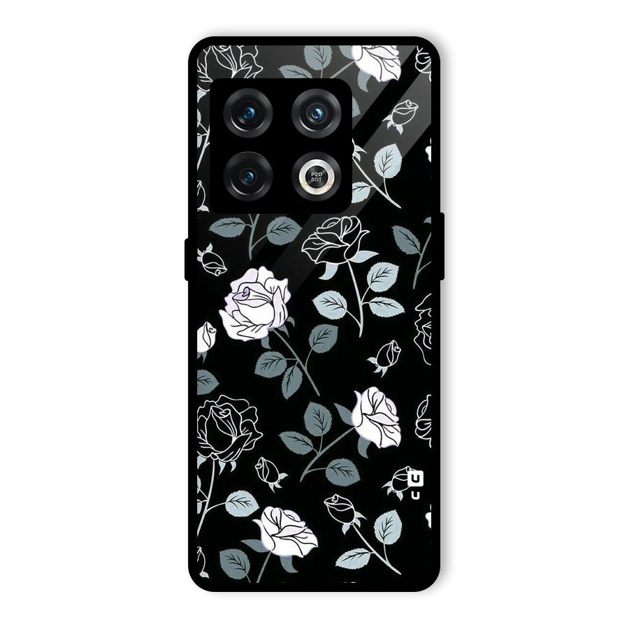 Black Artsy Bloom Glass Back Case for OnePlus 10 Pro 5G