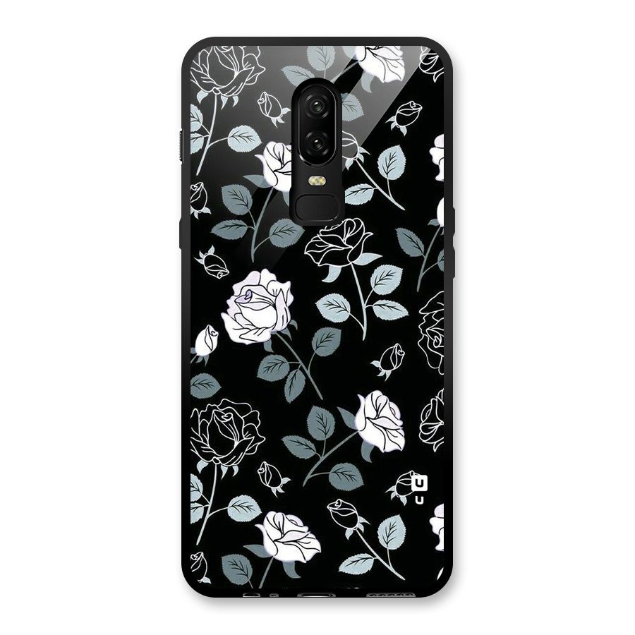 Black Artsy Bloom Glass Back Case for OnePlus 6