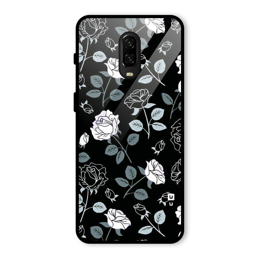 Black Artsy Bloom Glass Back Case for OnePlus 6T