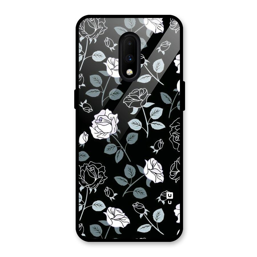 Black Artsy Bloom Glass Back Case for OnePlus 7