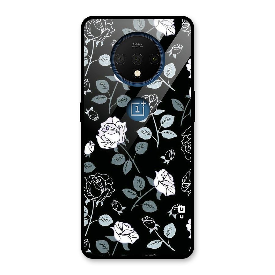 Black Artsy Bloom Glass Back Case for OnePlus 7T