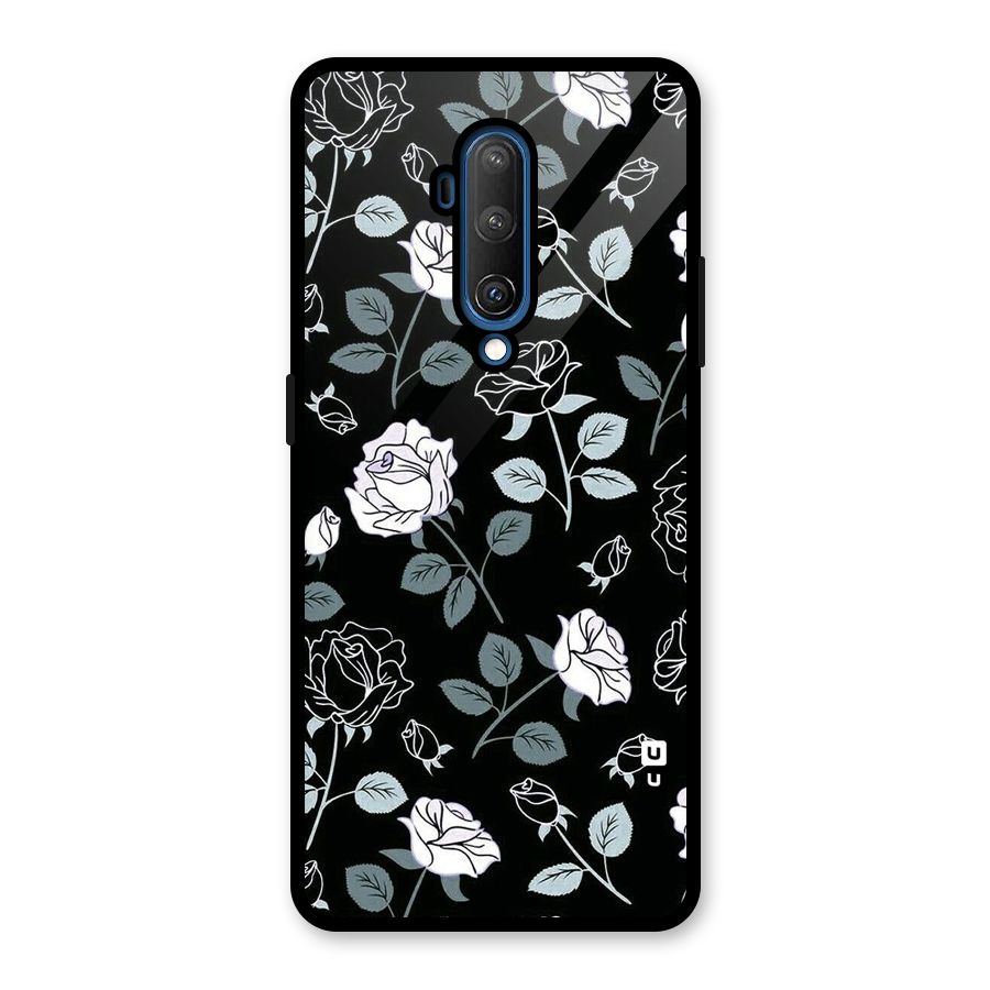 Black Artsy Bloom Glass Back Case for OnePlus 7T Pro