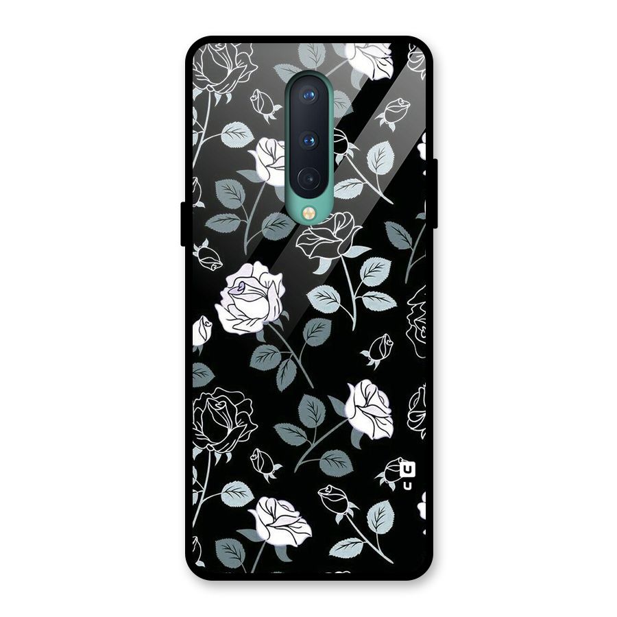 Black Artsy Bloom Glass Back Case for OnePlus 8