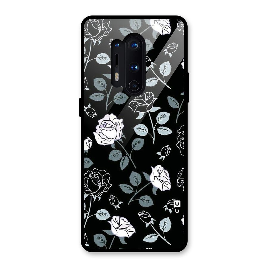 Black Artsy Bloom Glass Back Case for OnePlus 8 Pro