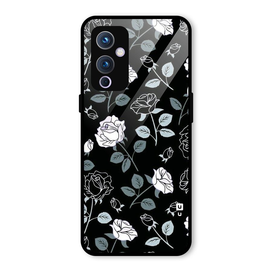 Black Artsy Bloom Glass Back Case for OnePlus 9