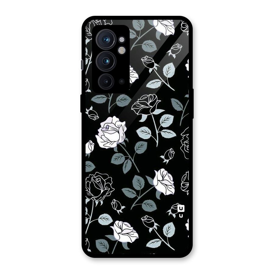 Black Artsy Bloom Glass Back Case for OnePlus 9RT 5G