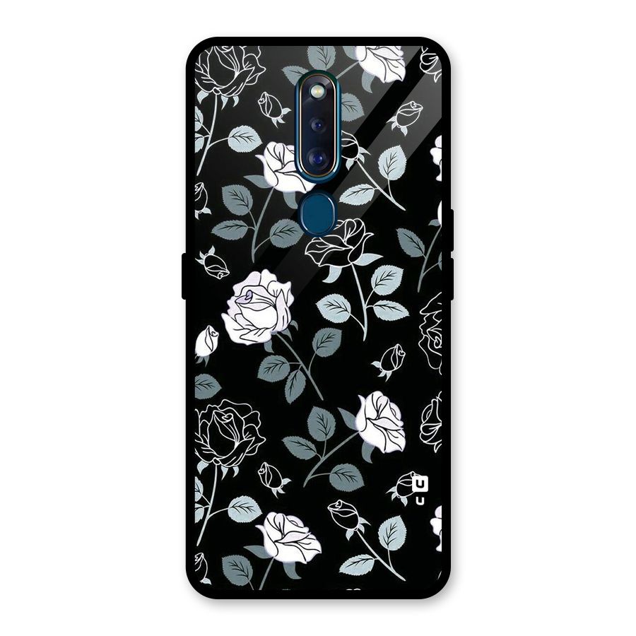 Black Artsy Bloom Glass Back Case for Oppo F11 Pro