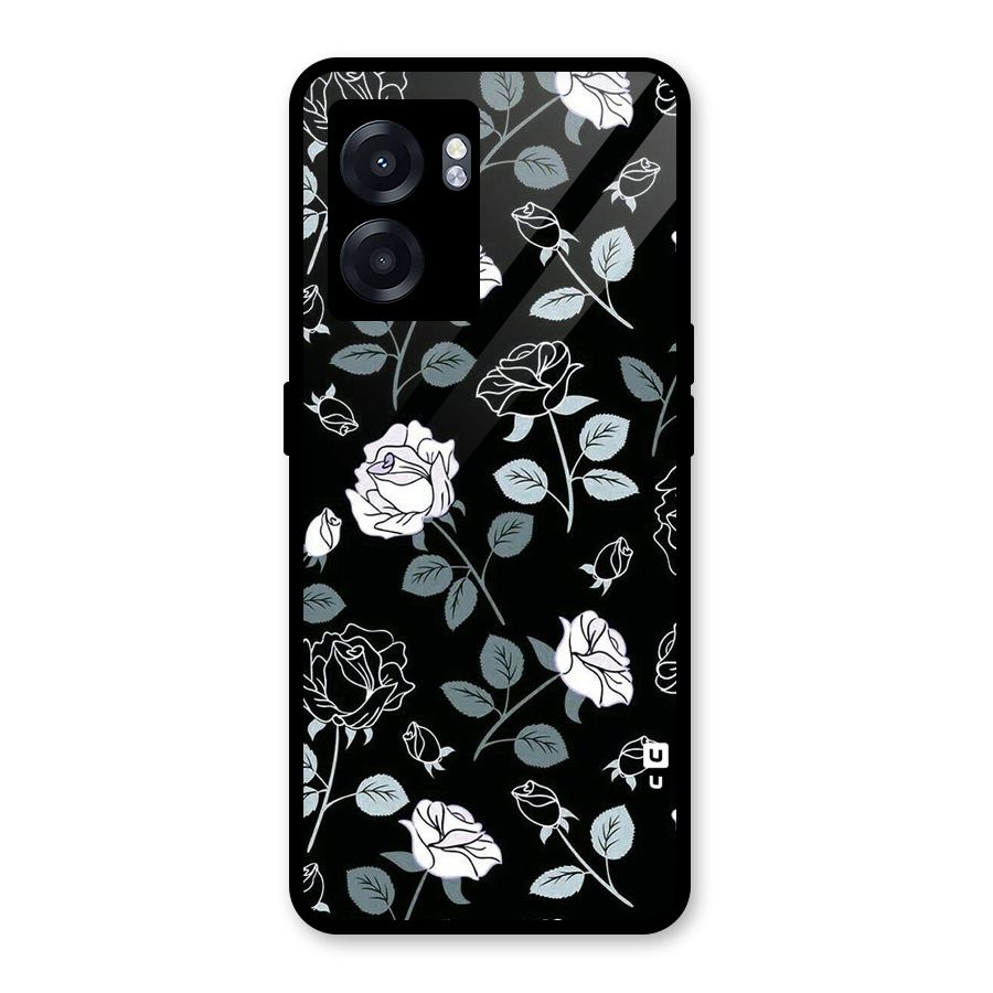 Black Artsy Bloom Glass Back Case for Oppo K10 (5G)
