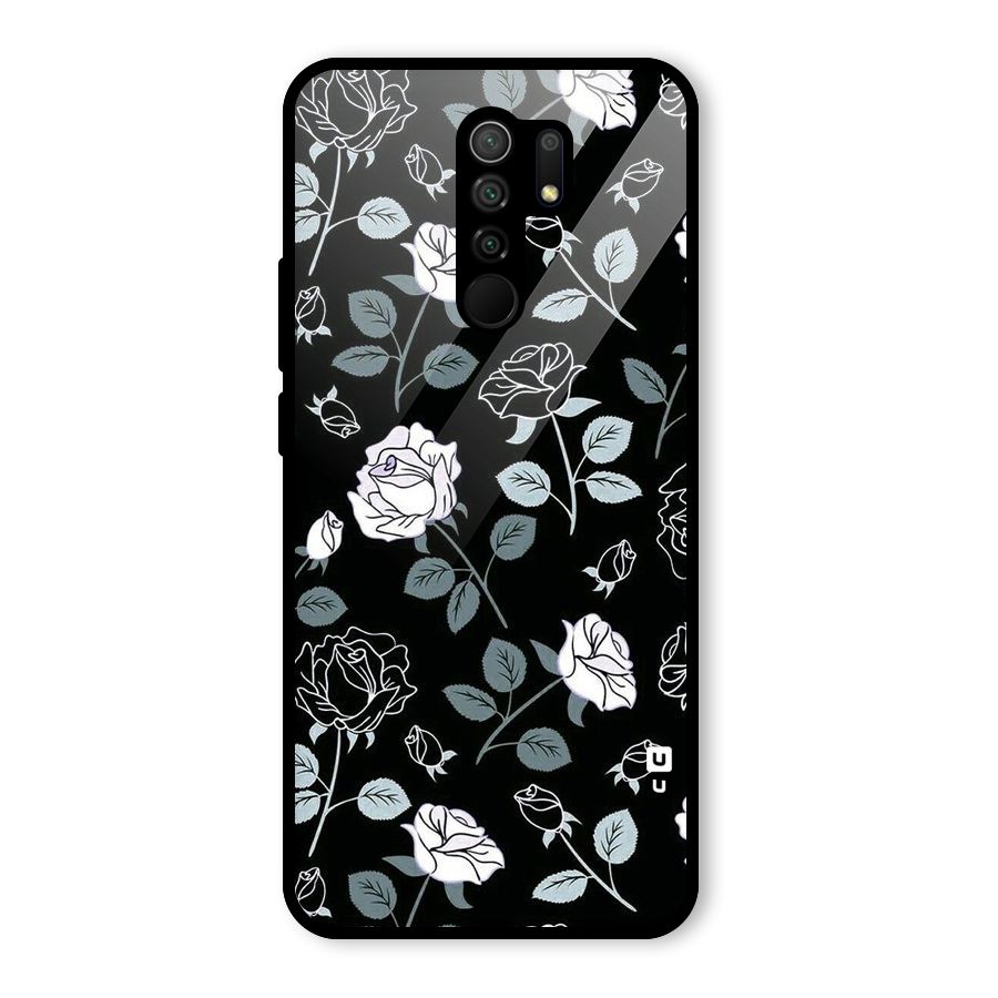 Black Artsy Bloom Glass Back Case for Poco M2
