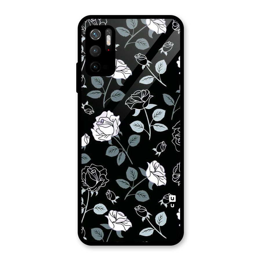 Black Artsy Bloom Glass Back Case for Poco M3 Pro 5G