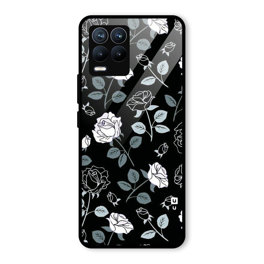 Black Artsy Bloom Glass Back Case for Realme 8 Pro