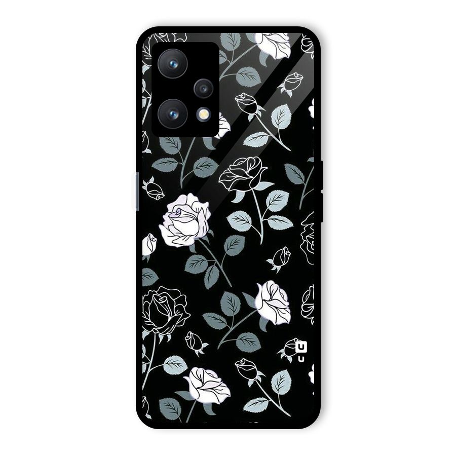 Black Artsy Bloom Glass Back Case for Realme 9 Pro 5G