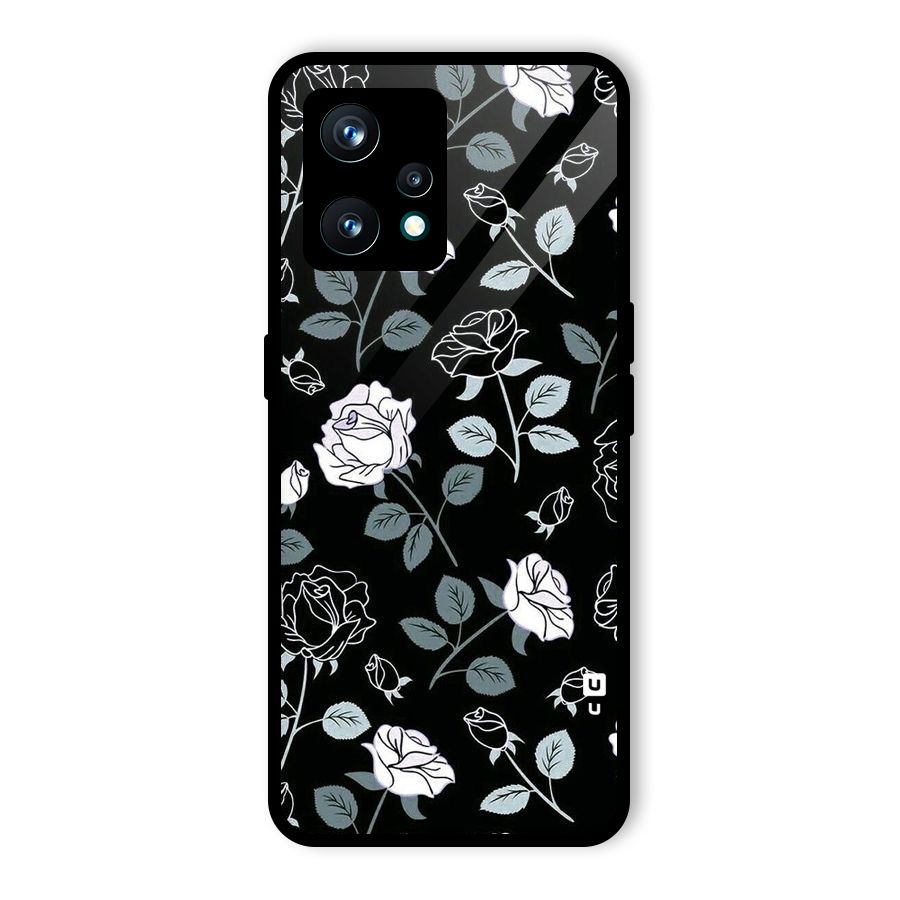 Black Artsy Bloom Glass Back Case for Realme 9 Pro Plus 5G