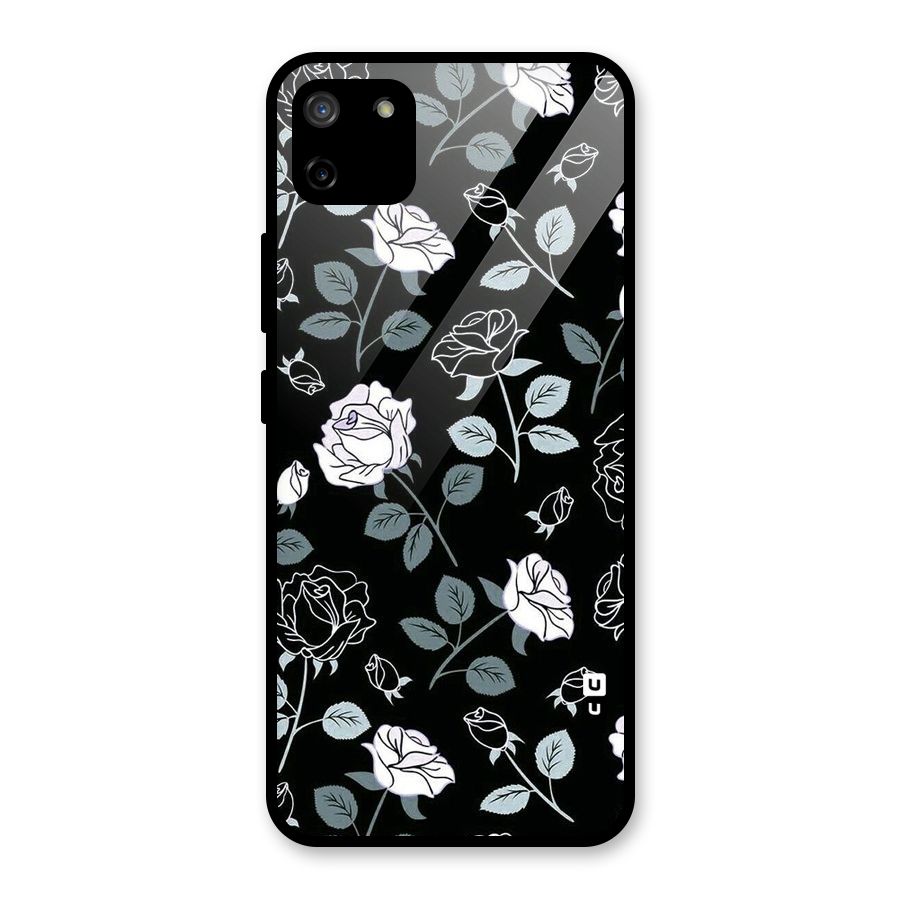 Black Artsy Bloom Glass Back Case for Realme C11