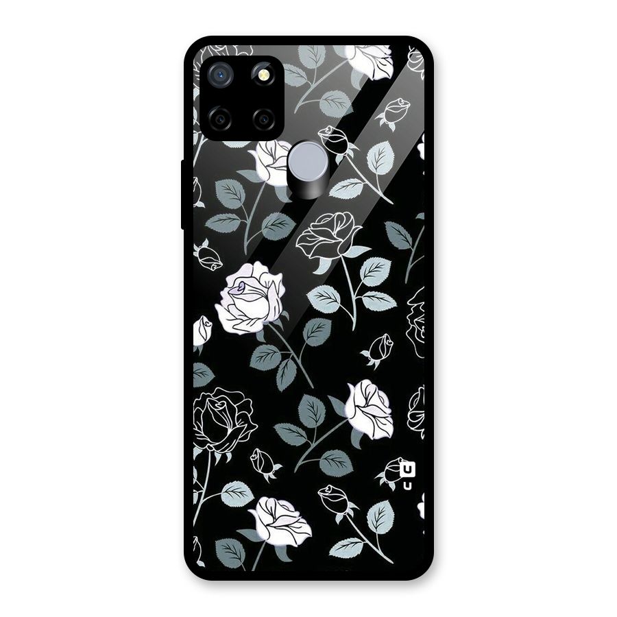 Black Artsy Bloom Glass Back Case for Realme C12