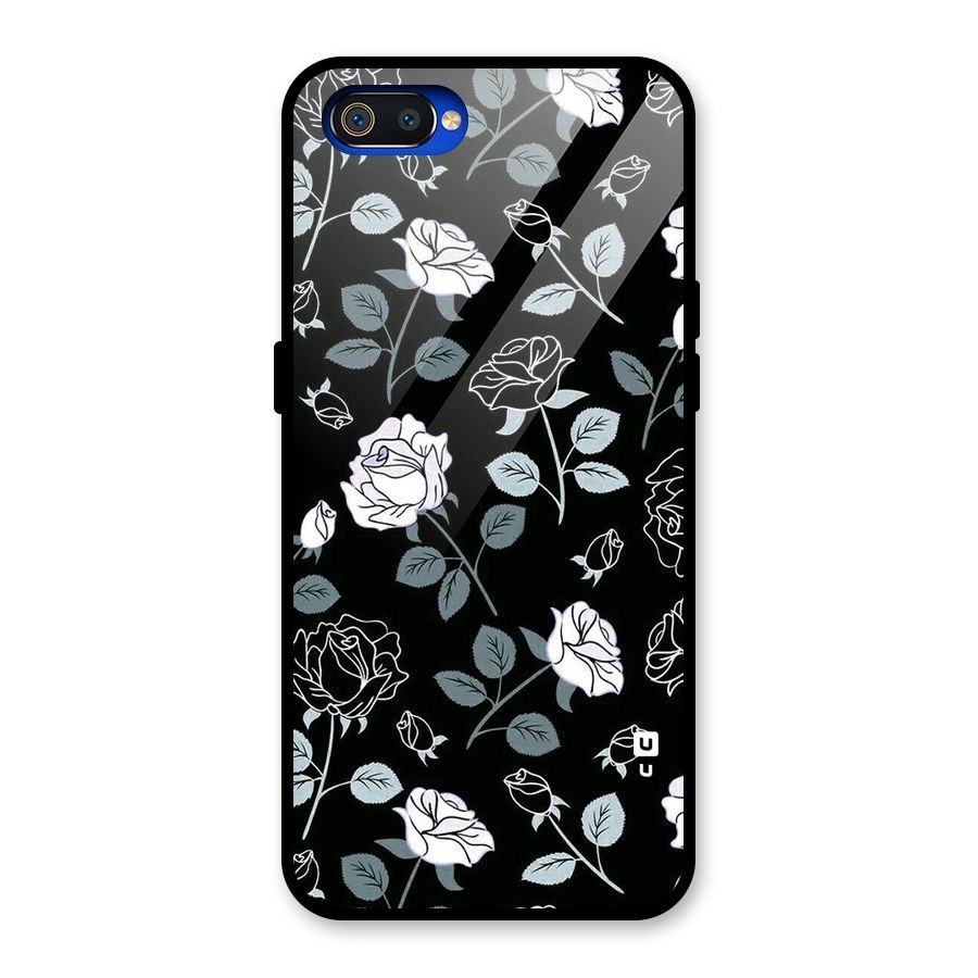 Black Artsy Bloom Glass Back Case for Realme C2
