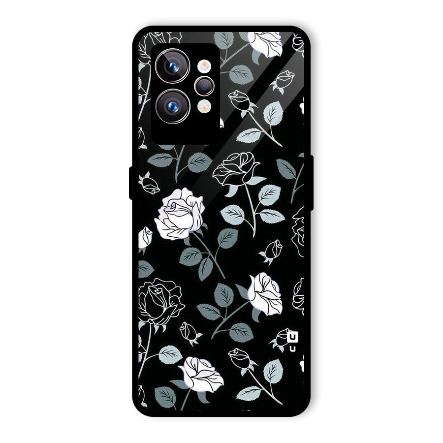 Black Artsy Bloom Glass Back Case for Realme GT2 Pro