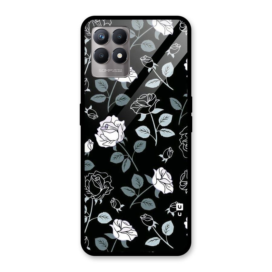 Black Artsy Bloom Glass Back Case for Realme Narzo 50
