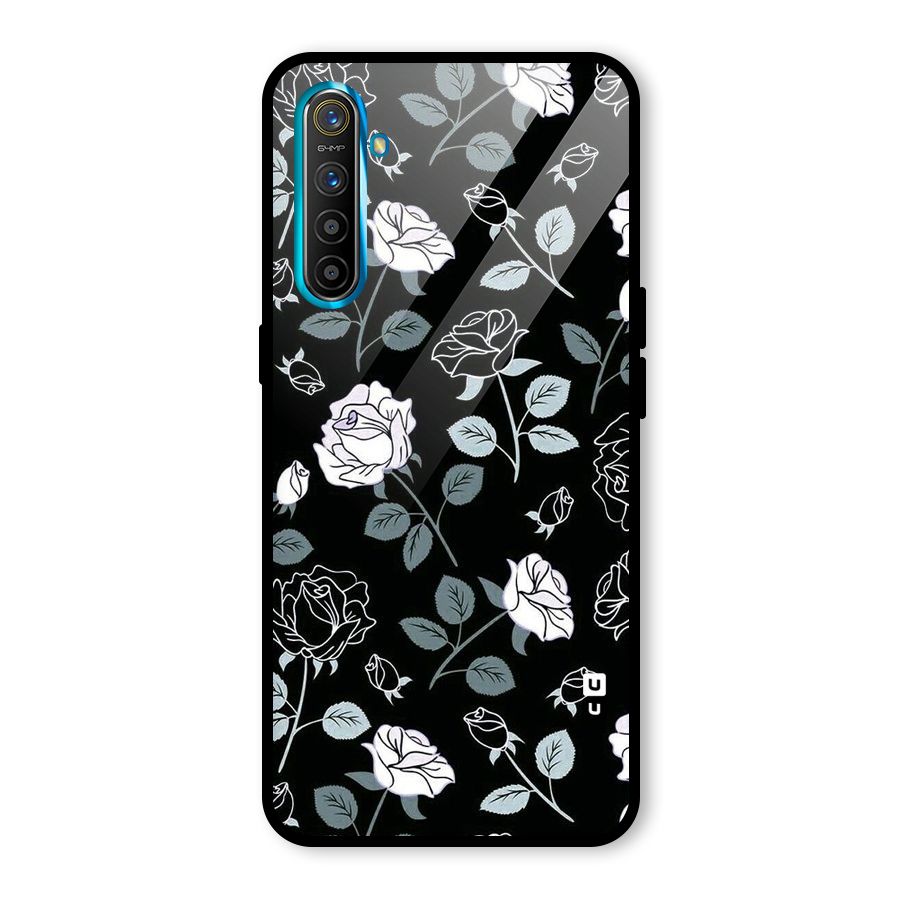 Black Artsy Bloom Glass Back Case for Realme X2