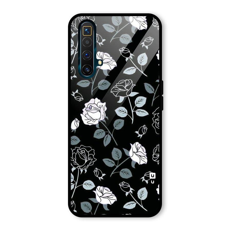 Black Artsy Bloom Glass Back Case for Realme X3