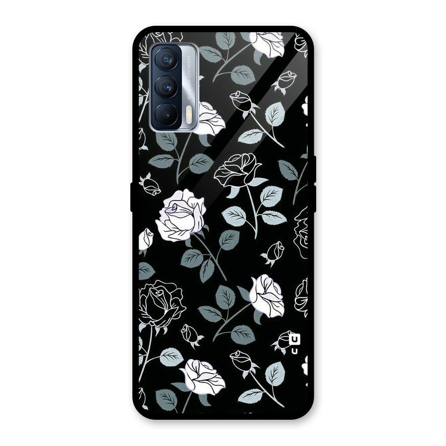 Black Artsy Bloom Glass Back Case for Realme X7